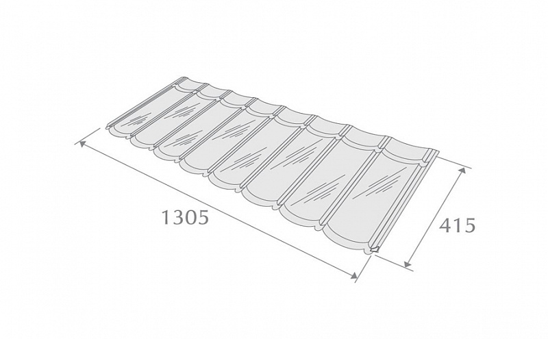Композитная черепица METROTILE Мистраль кофе,1305*415 мм